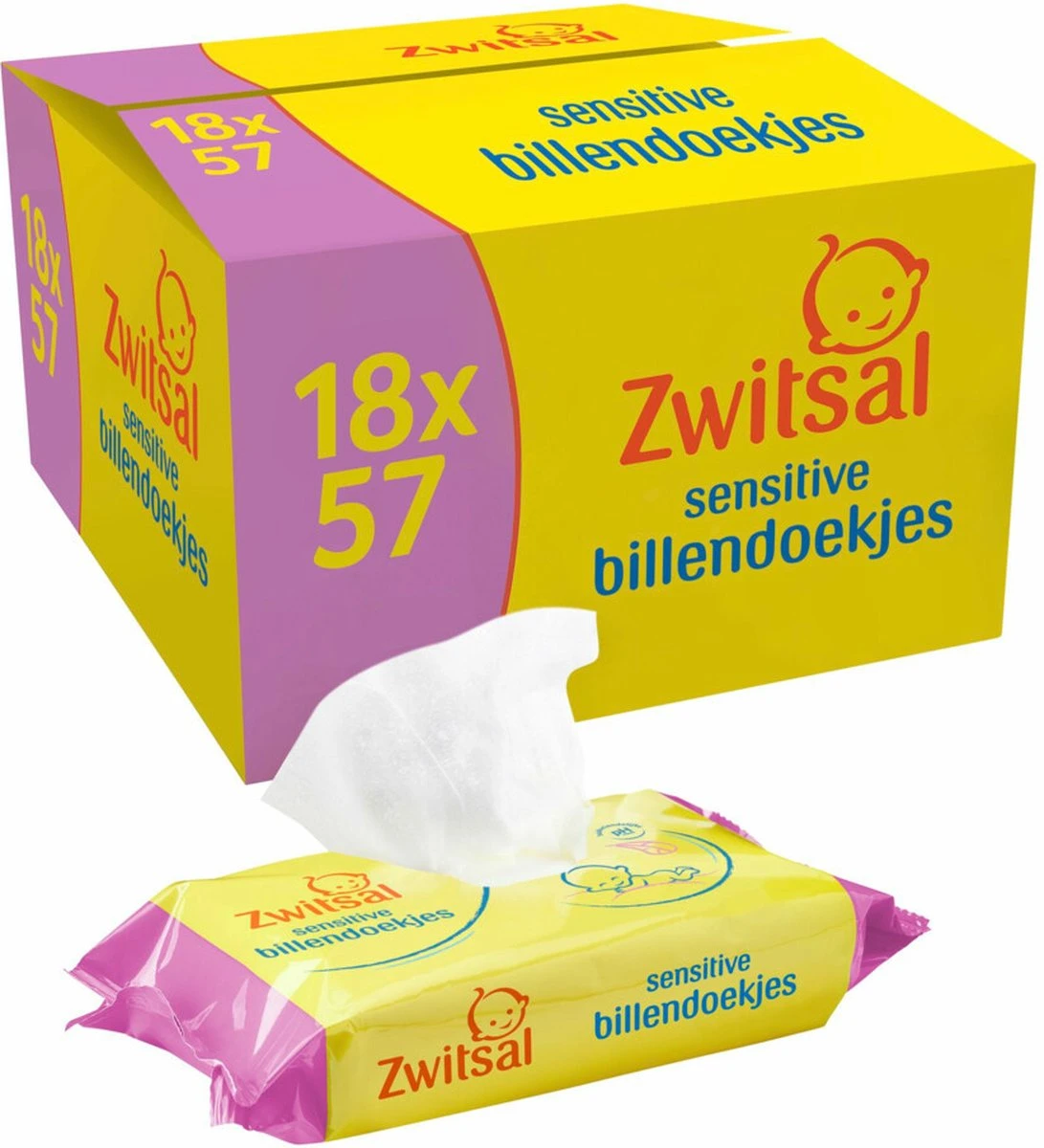 Zwitsal - Billendoekjes Sensitive - 18 X 57 - 1026 Babydoekjes 1 Zwitsal - Billendoekjes Sensitive - 18 X 57 - 1026 Babydoekjes