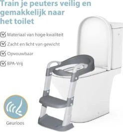 Merkloos Levlo Goods WC Verkleiner – WC Verkleiner Met Trapje – Toilettrainer – Verstelbaar – Incl. Handvaten - Grijs -Babyproducten 1116x1200