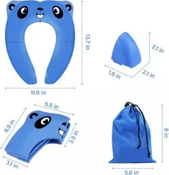 Merkloos Panda Toiletbril - Opvouwbaar In Opbergtasje - Voor Kinderen - WC Bril Verkleinen - Zindelijkheidstraining - Blauw -Babyproducten 1158x1200