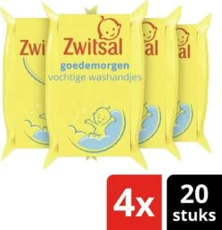 Zwitsal Baby Goedemorgen Vochtige Washandjes - 4 X 20 Stuks - Voordeelverpakking