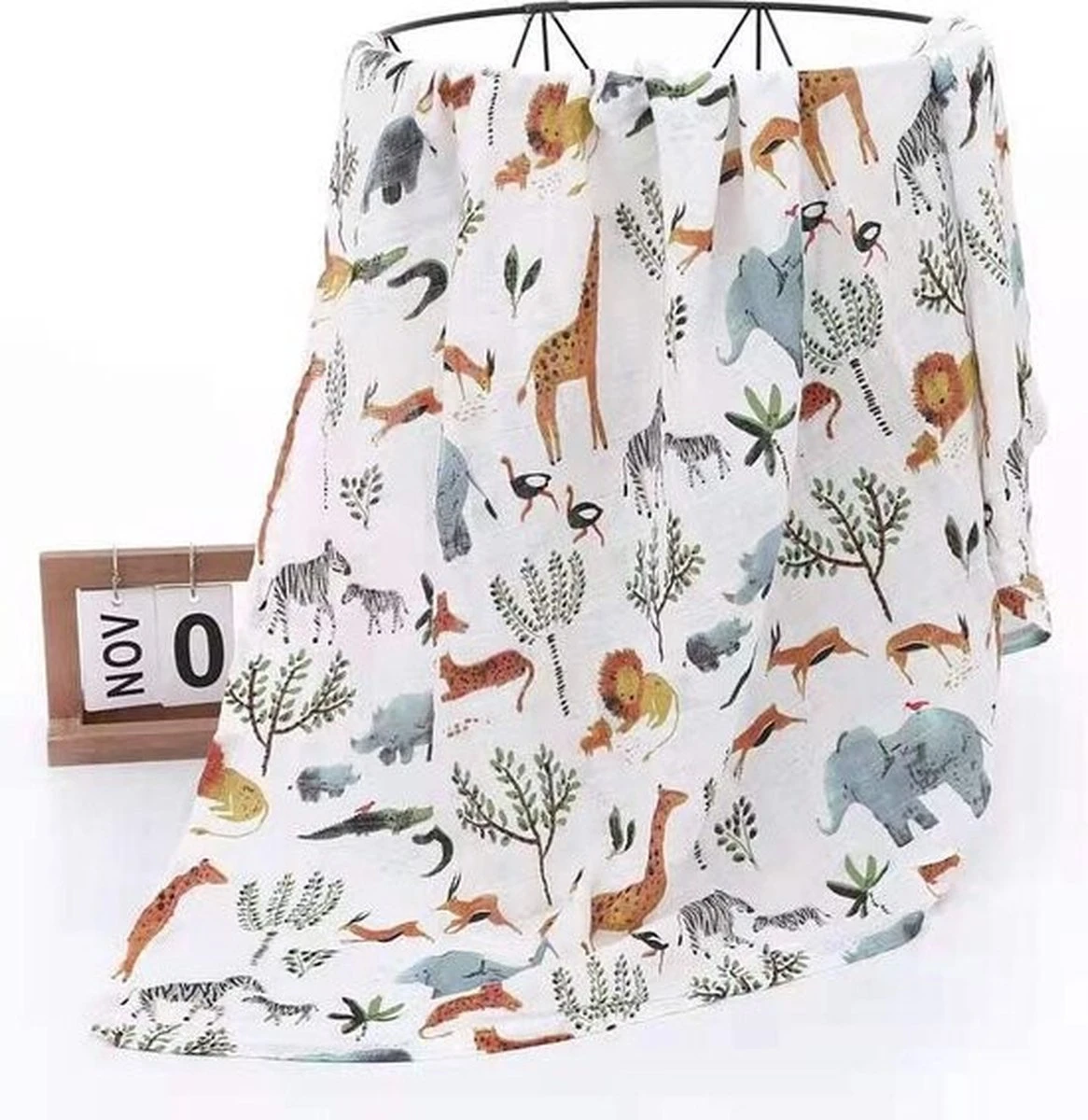 Hydrofiele Doek XL - Baby Inbakerdoek - 120x120 Cm - Safari Dieren 6 Hydrofiele Doek XL - Baby Inbakerdoek - 120x120 Cm - Safari Dieren - Afbeelding 6
