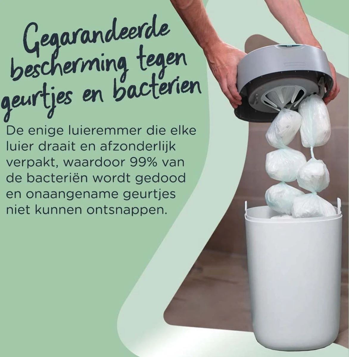 Tommee Tippee Milieuvriendelijke Twist & Click Luieremmer - Met 1 Navulcassette - Groen 7 Tommee Tippee Milieuvriendelijke Twist & Click Luieremmer - Met 1 Navulcassette - Groen - Afbeelding 7
