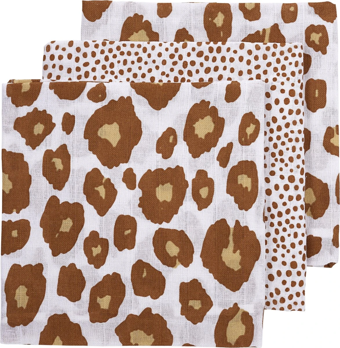 Meyco Cheetah/Panter Hydrofiele Doeken - 3-pack - Camel - 70x70 Cm 1 Meyco Cheetah/Panter Hydrofiele Doeken - 3-pack - Camel - 70x70 Cm
