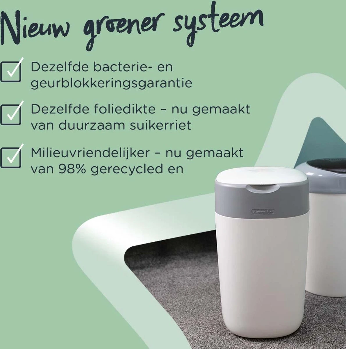 Tommee Tippee Milieuvriendelijke Twist & Click Luieremmer - Met 1 Navulcassette - Groen 9 Tommee Tippee Milieuvriendelijke Twist & Click Luieremmer - Met 1 Navulcassette - Groen - Afbeelding 9