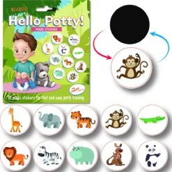 Hello Potty! - 10 Magic Stickers Met Dieren - Zindelijkheidstraining Kind - Plasstickers Voor Kinderen- 10 Magische Plasstickers - Potjestraining