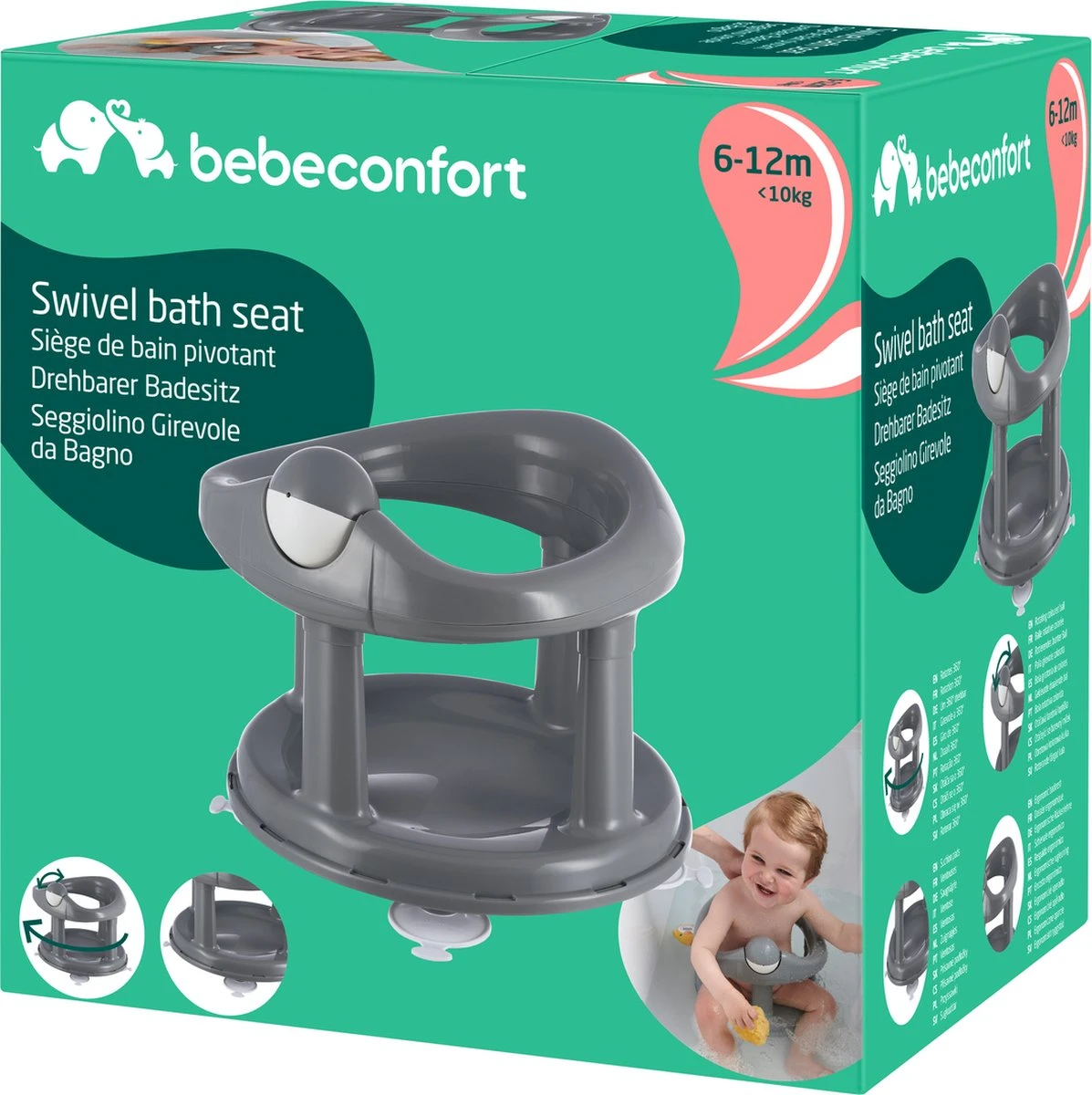 Bebeconfort Draaibaar Badzitje - Grey 2 Bebeconfort Draaibaar Badzitje - Grey - Afbeelding 2