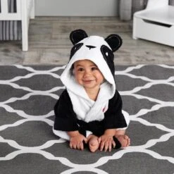 Baby Panda Badjas - Zwart/wit - Fleece - One Size