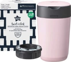 Tommee Tippee Milieuvriendelijke Twist & Click Luieremmer - Met 1 Navulcassette - Roze -Babyproducten 1200x1056 2
