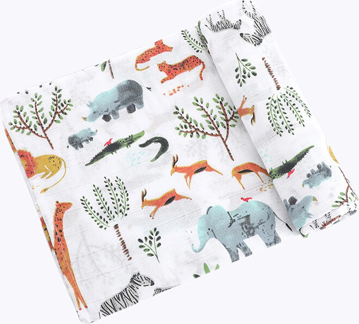 Hydrofiele Doek XL - Baby Inbakerdoek - 120x120 Cm - Safari Dieren 4 Hydrofiele Doek XL - Baby Inbakerdoek - 120x120 Cm - Safari Dieren - Afbeelding 4