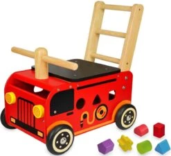 Houten Loopwagen Brandweer Met Blokken - I'm Toy 5 Houten Loopwagen Brandweer Met Blokken - I'm Toy -Babyproducten 1200x1095 4