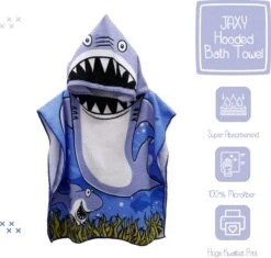 JAXY Badcape Baby - Badcape - Baby Badjas - Omslagdoek - Omslagdoek - Baby Handdoek Met Capuchon - Strandhanddoek - Badponcho - Poncho Handdoek - Microfiber - 60x90cm - Haai -Babyproducten 1200x1144 2