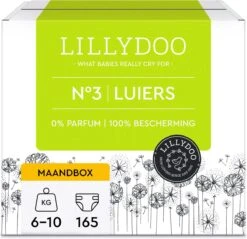 LILLYDOO Huidvriendelijke Luiers - Maat 3 (6-10 Kg) - 165 Stuks - Maandbox