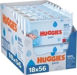 Huggies Billendoekjes - Pure 99% Water - 18 X 56 Stuks - 1008 Doekjes - Voordeelverpakking
