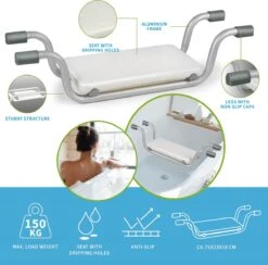 Vivamore Badzitje - Badstoeltje Tot Max. 150 KG - 74 X 23 X 18 CM - Badkruk - Anti-Slip Poten - Stevig Frame - Wit -Babyproducten 1200x1183 4