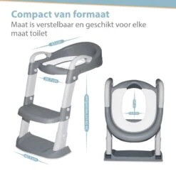 Merkloos Levlo Goods WC Verkleiner – WC Verkleiner Met Trapje – Toilettrainer – Verstelbaar – Incl. Handvaten - Grijs -Babyproducten 1200x1186