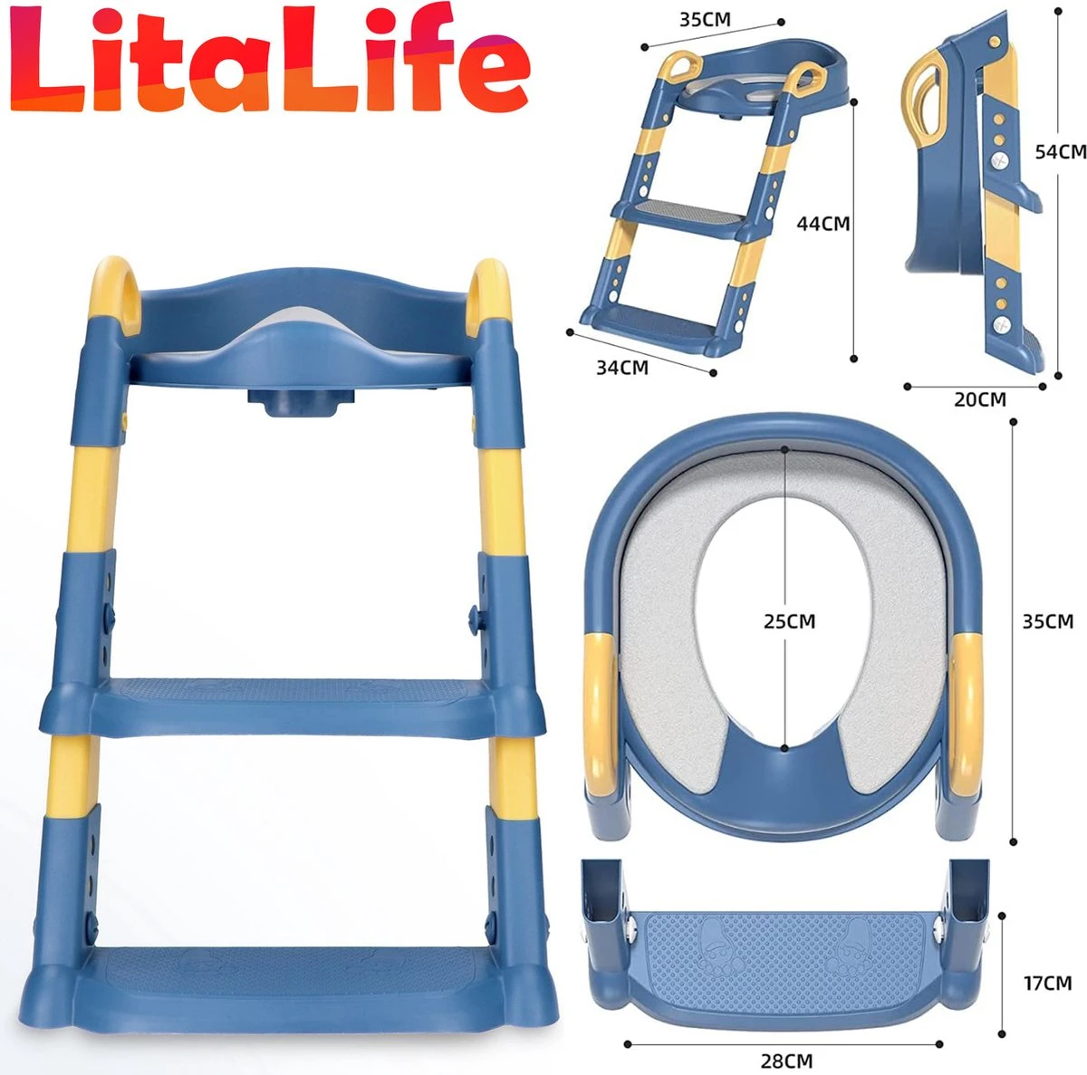 Zindelijkheidstraining Stoel Met Opstapje Ladder, Zindelijkheidstraining Toilet Voor Kinderen Jongens Meisjes Peuters-comfortabel Veilig Potje Stoel Met Anti-slip Pads Ladder - Blauw 2 Zindelijkheidstraining Stoel Met Opstapje Ladder, Zindelijkheidstraining Toilet Voor Kinderen Jongens Meisjes Peuters-comfortabel Veilig Potje Stoel Met Anti-slip Pads Ladder - Blauw - Afbeelding 2