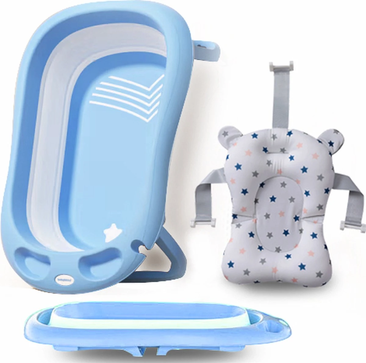 K IKIDO Babybadje - 3 In 1 Opvouwbaar - Multifunctioneel - Inclusief Badkussen - Baby Badje - Babybad - Peuterbadje - Lichtgewicht - Blauw 1 K IKIDO Babybadje - 3 In 1 Opvouwbaar - Multifunctioneel - Inclusief Badkussen - Baby Badje - Babybad - Peuterbadje - Lichtgewicht - Blauw