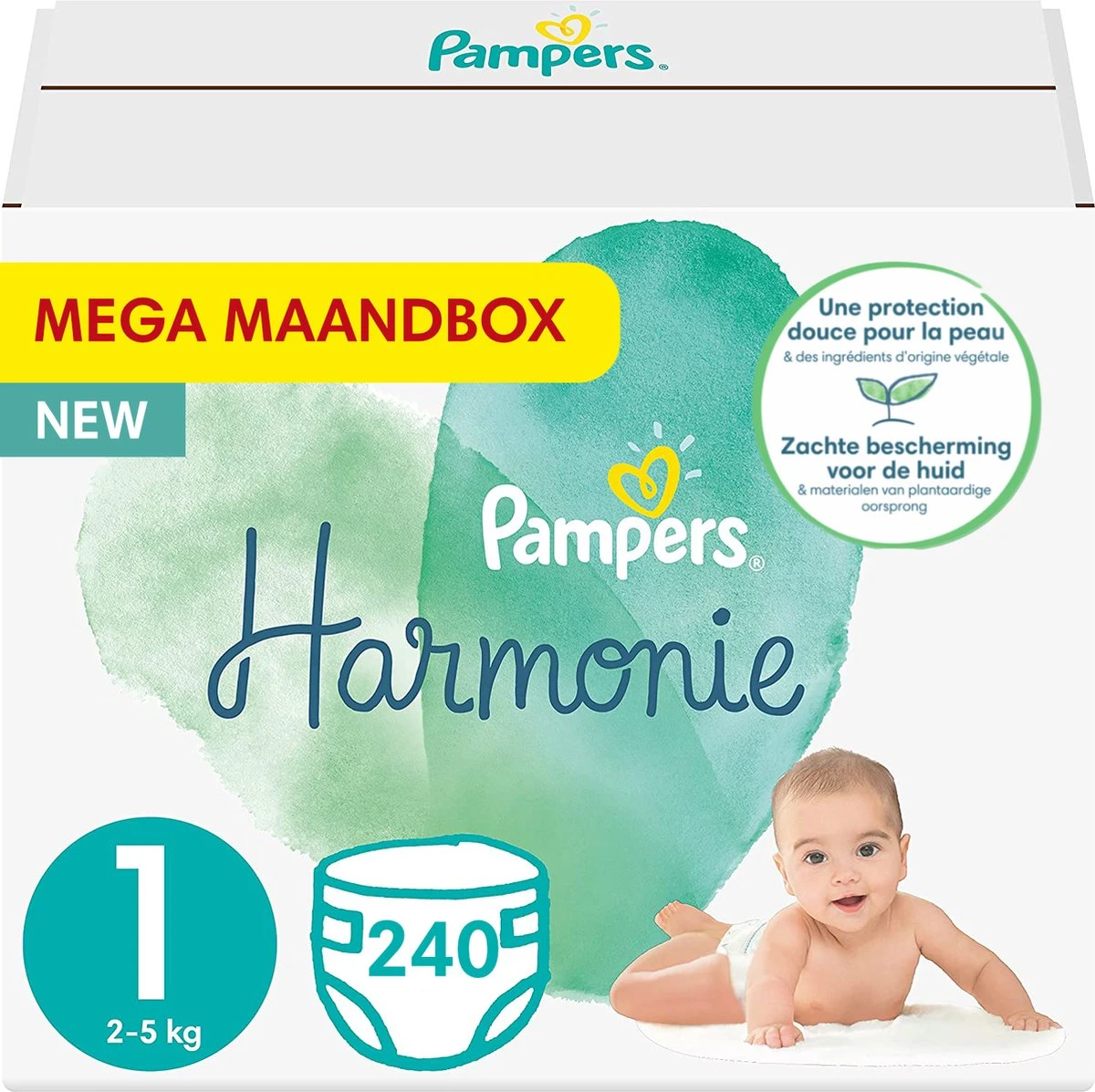 Pampers® Pampers - Harmonie / Pure - Maat 1 - Mega Maandbox - 240 Luiers 1 Pampers® Pampers - Harmonie / Pure - Maat 1 - Mega Maandbox - 240 Luiers