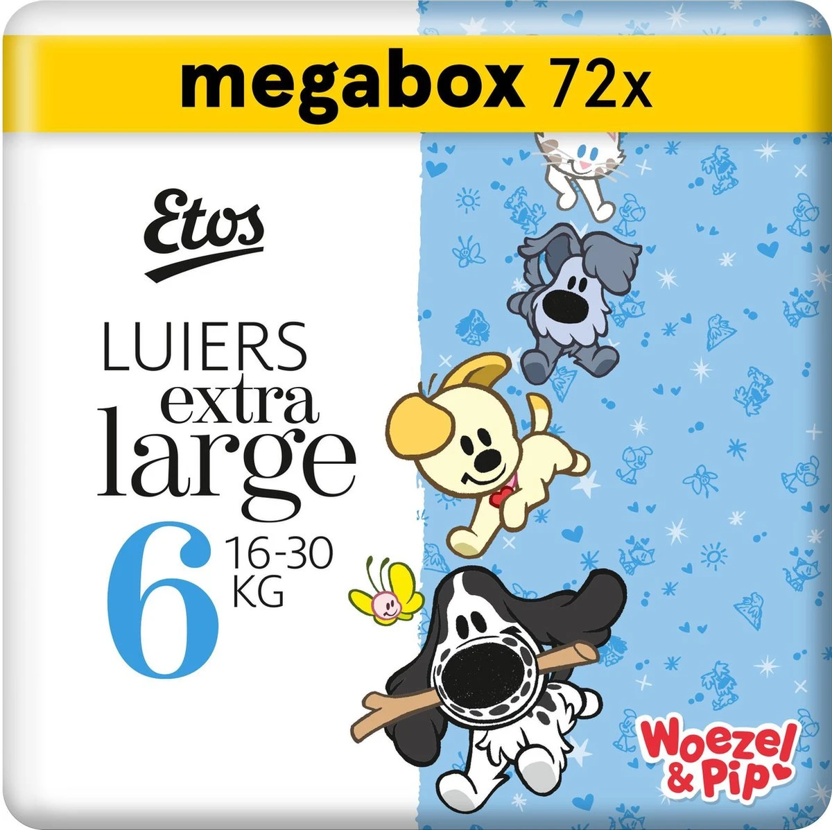 Etos Woezel & Pip Luiers XL Maat 6 - 16-30 Kg - Megabox - 72 Stuks 1 Etos Woezel & Pip Luiers XL Maat 6 - 16-30 Kg - Megabox - 72 Stuks
