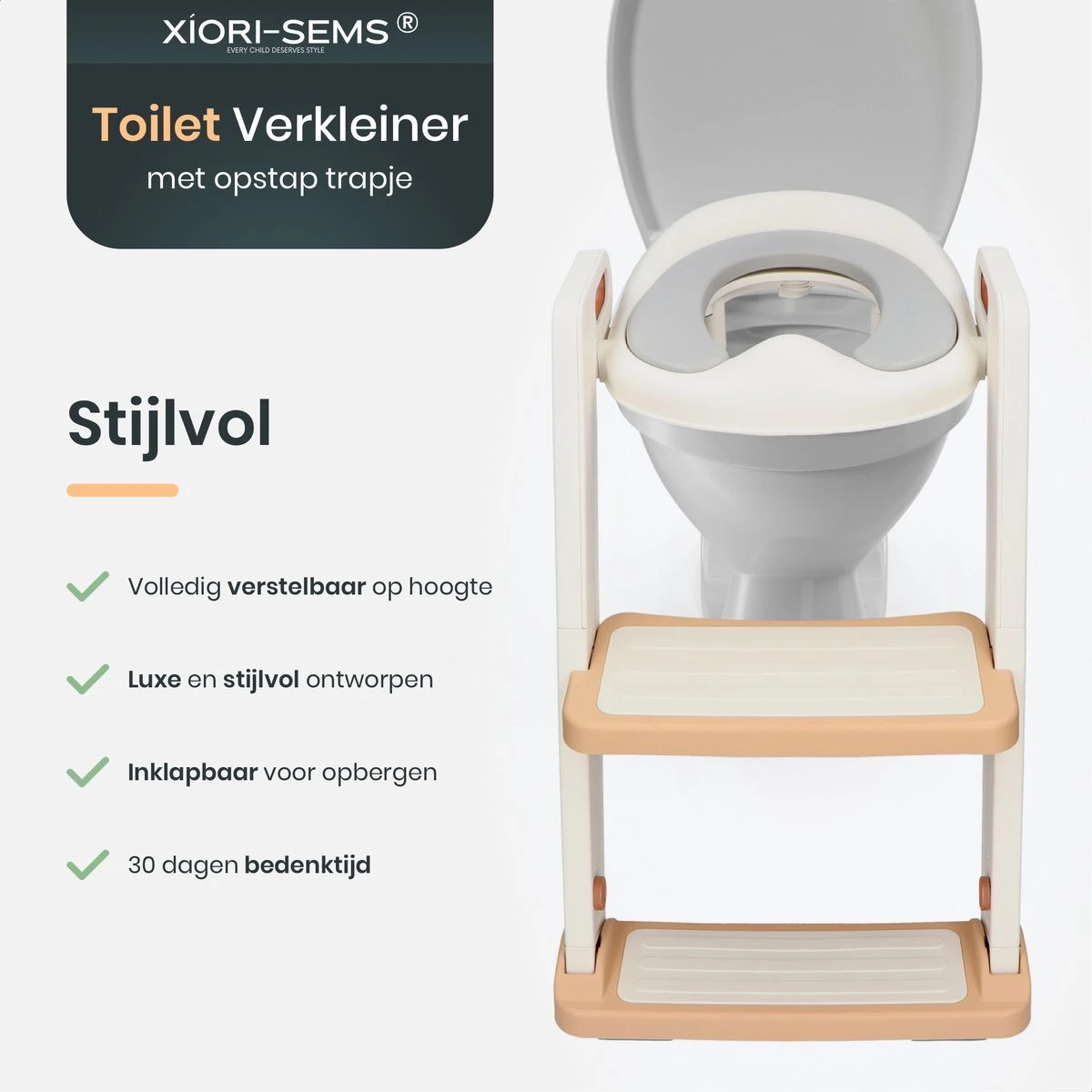 XIORI-SEMS - WC Verkleiner Met Trapje - Toiletverkleiner - Wit Met Goud - Toilettrainer - 2 Tot 7 Jaar - Met Beloningssysteem 2 XIORI-SEMS - WC Verkleiner Met Trapje - Toiletverkleiner - Wit Met Goud - Toilettrainer - 2 Tot 7 Jaar - Met Beloningssysteem - Afbeelding 2