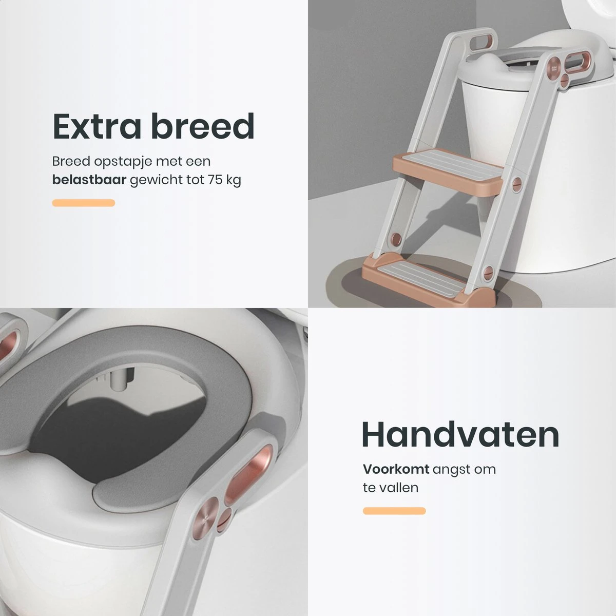 XIORI-SEMS - WC Verkleiner Met Trapje - Toiletverkleiner - Wit Met Goud - Toilettrainer - 2 Tot 7 Jaar - Met Beloningssysteem 4 XIORI-SEMS - WC Verkleiner Met Trapje - Toiletverkleiner - Wit Met Goud - Toilettrainer - 2 Tot 7 Jaar - Met Beloningssysteem - Afbeelding 4