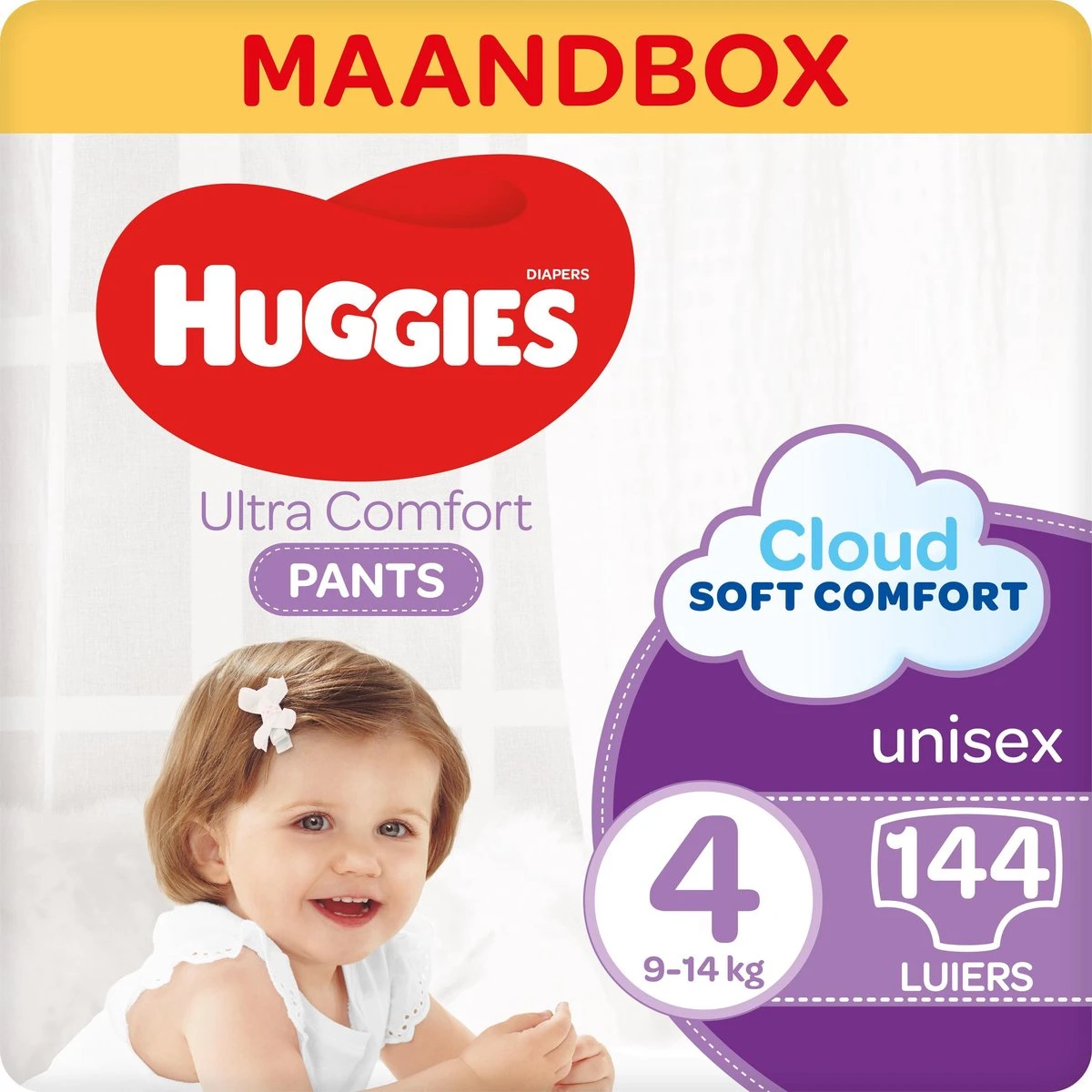 Huggies Luierbroekjes - Maat 4 (9 Tot 14 Kg) - Ultra Comfort - Unisex - 144 Stuks - Maandbox 1 Huggies Luierbroekjes - Maat 4 (9 Tot 14 Kg) - Ultra Comfort - Unisex - 144 Stuks - Maandbox