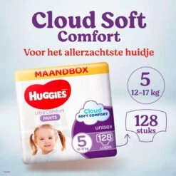 Huggies Luierbroekjes - Maat 5 (12 Tot 17 Kg) - Ultra Comfort - Unisex - 128 Stuks - Maandbox -Babyproducten 1200x1200 242