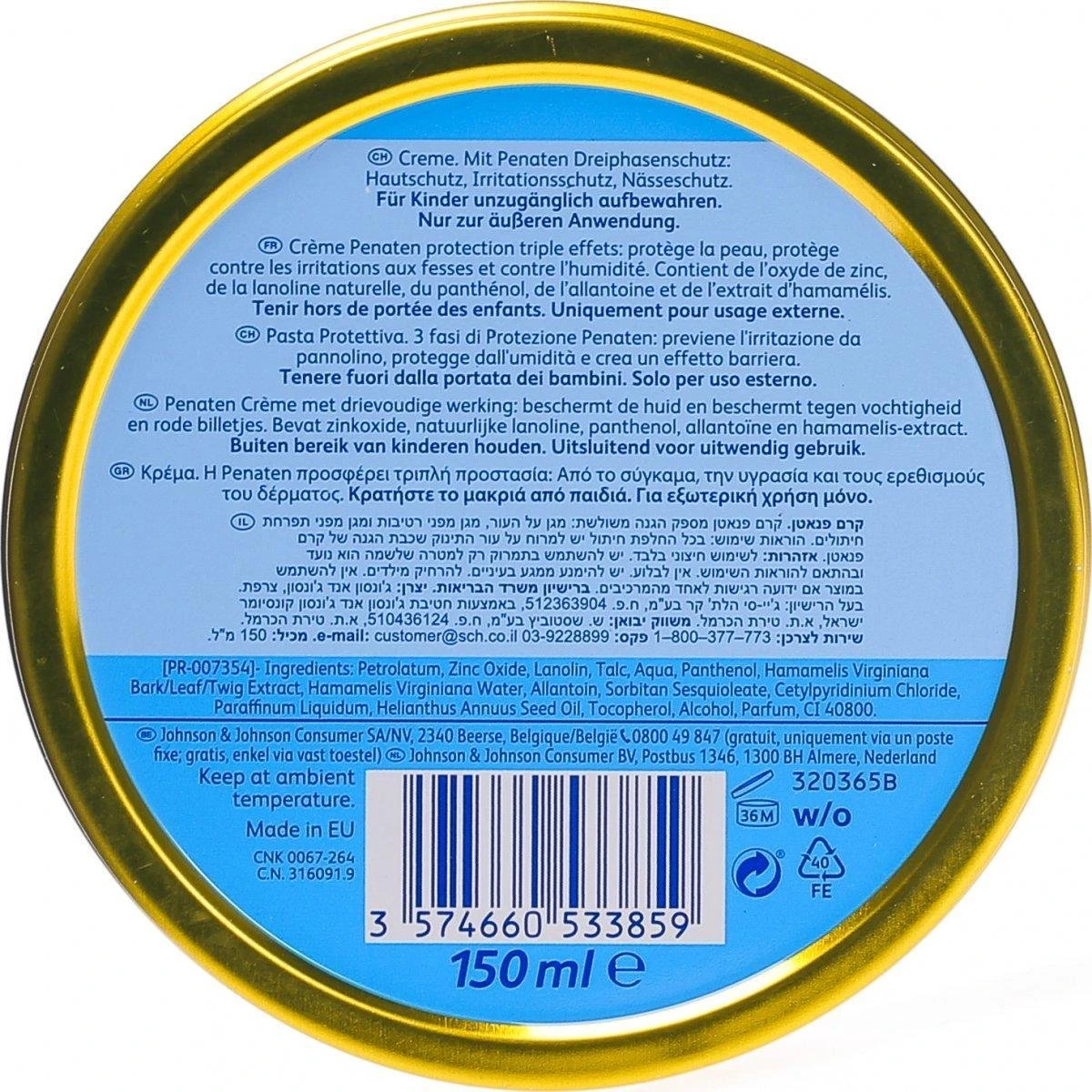 Penaten Créme - 150 Ml - Originele Johnson & Johnson In Blik 6 Penaten Créme - 150 Ml - Originele Johnson & Johnson In Blik - Afbeelding 6