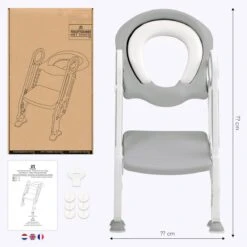 LifeGoods WC Verkleiner Met Trapje - Trainer Met Opstapje - 2 Tot 7 Jaar - Grijs/Wit -Babyproducten 1200x1200 755