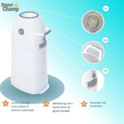 Luieremmer Medium Zilver - Middel - Zonder Navulling - Geschikt Voor Pampers En Huggies - Stoma -Babyproducten 1200x1200 820