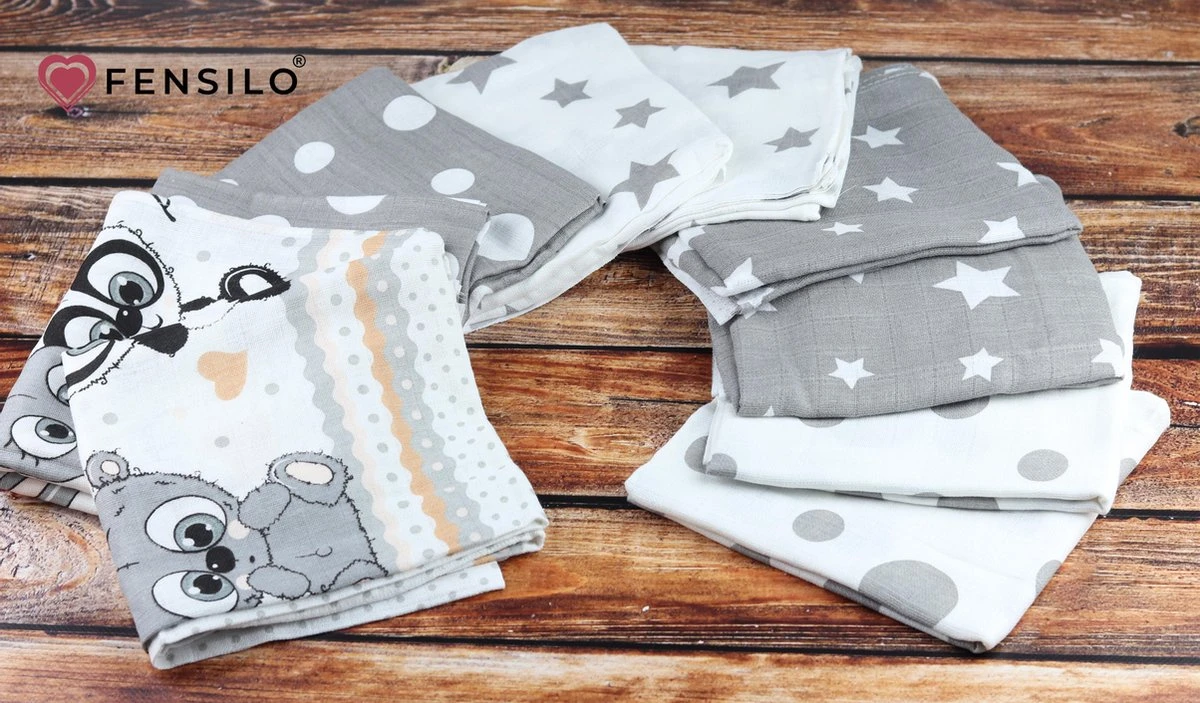 Hydrofiele Luiers - Hydrofiele Doeken - 70 X 80 Cm - 10 Pack – Grijs – Sterren - EU Gefabriceerd – FENSILO Hydrofiele Doeken 2 Hydrofiele Luiers - Hydrofiele Doeken - 70 X 80 Cm - 10 Pack – Grijs – Sterren - EU Gefabriceerd – FENSILO Hydrofiele Doeken - Afbeelding 2