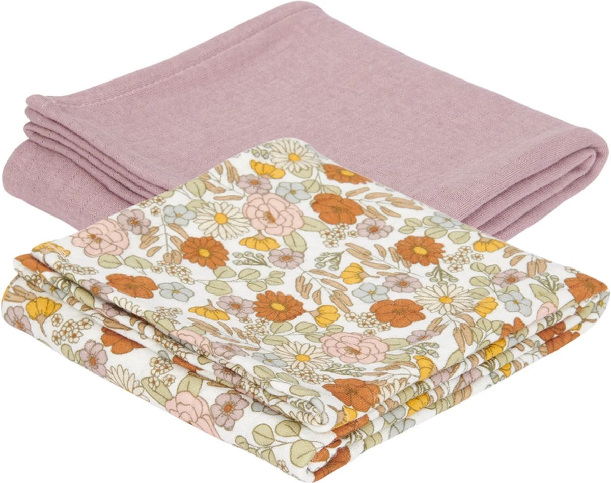 Little Dutch - Swaddle Doeken 70 X 70 Vintage Little Flowers / Pure Mauve 3 Little Dutch - Swaddle Doeken 70 X 70 Vintage Little Flowers / Pure Mauve - Afbeelding 3