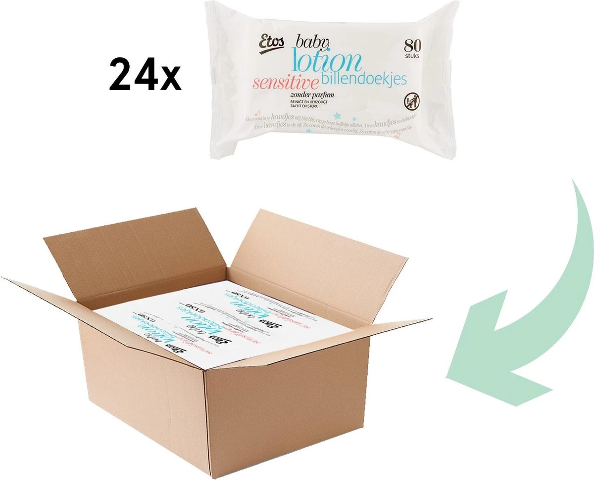 Etos Baby Lotion Sensitive Billendoekjes - 1920 Stuks (24x 80 Stuks) 4 Etos Baby Lotion Sensitive Billendoekjes - 1920 Stuks (24x 80 Stuks) - Afbeelding 4