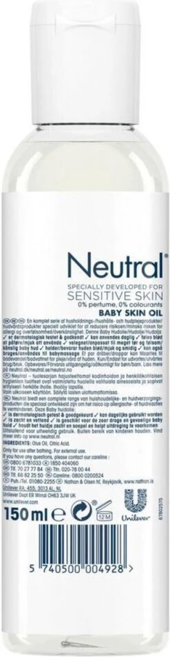 Neutral Baby Parfumvrij Huidolie Voor De Gevoelige Babyhuid 150 Ml -Babyproducten 311x1200