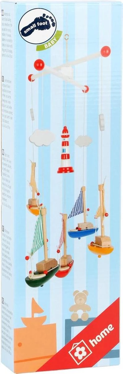 Houten Mobiel "houten Bootjes En Kleine Vuurtoren" 2 Houten Mobiel "houten Bootjes En Kleine Vuurtoren" - Afbeelding 2