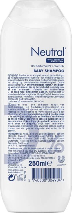 Neutral 0% Baby Shampoo Parfumvrij - 750 Ml - Voordeelverpakking -Babyproducten 410x1200 2