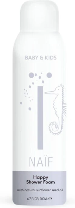 Naïf Happy Doucheschuim - Baby En Kind - 200ml - Met Natuurlijke Ingrediënten -Babyproducten 433x1200