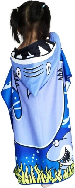 JAXY Badcape Baby - Badcape - Baby Badjas - Omslagdoek - Omslagdoek - Baby Handdoek Met Capuchon - Strandhanddoek - Badponcho - Poncho Handdoek - Microfiber - 60x90cm - Haai -Babyproducten 479x1200