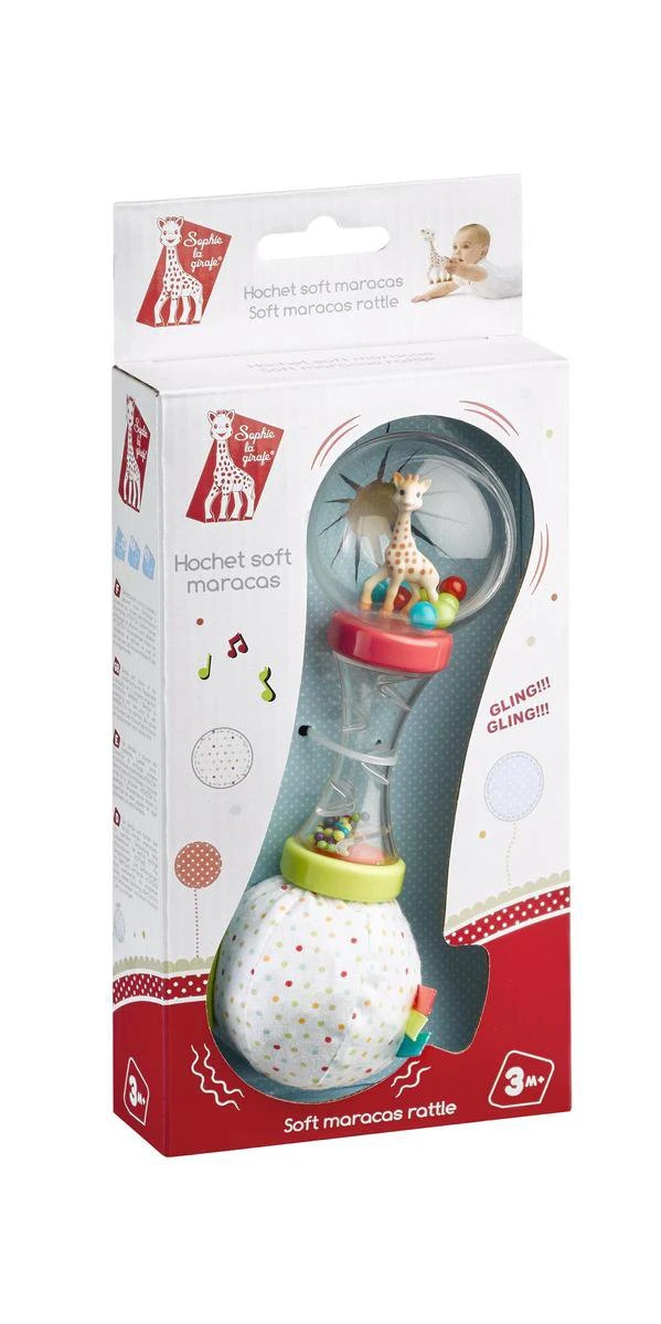 Sophie De Giraf - Rammelaar - Zachte Maracas - In Wit-rood Geschenkdoosje 2 Sophie De Giraf - Rammelaar - Zachte Maracas - In Wit-rood Geschenkdoosje - Afbeelding 2