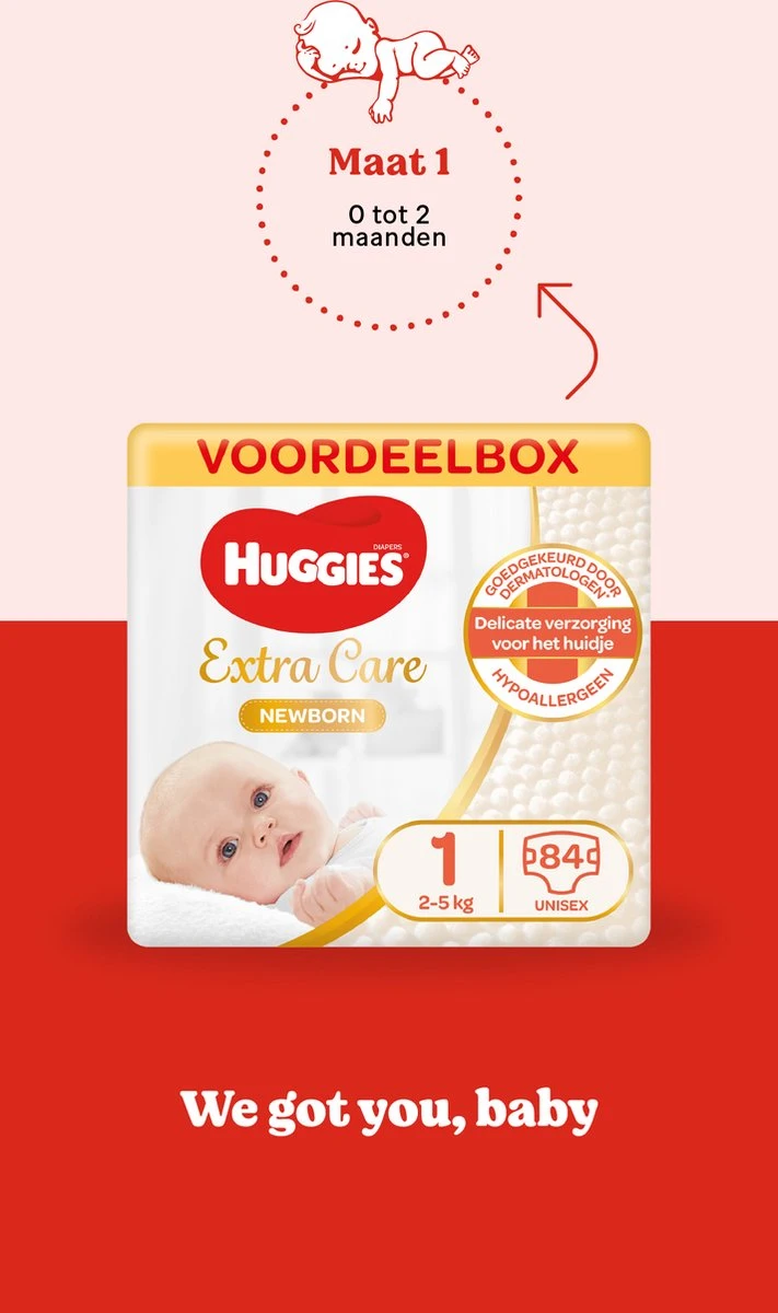 Huggies Luiers - Maat 1 (2 Tot 5 Kg) - 84 Stuks - Newborn - Voordeelverpakking 9 Huggies Luiers - Maat 1 (2 Tot 5 Kg) - 84 Stuks - Newborn - Voordeelverpakking - Afbeelding 9