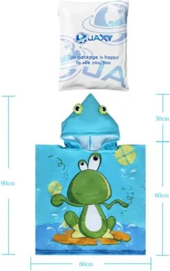 JAXY Badcape Baby - Badcape - Baby Badjas - Omslagdoek - Omslagdoek - Baby Handdoek Met Capuchon - Strandhanddoek - Badponcho - Poncho Handdoek - Microfiber - 60x90cm - Kikker -Babyproducten 751x1200 2